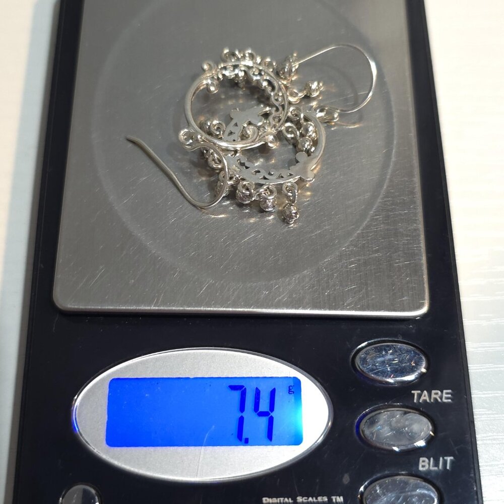 Sterling Silver Unique Pattern Hefty Earrings A11… - image 6